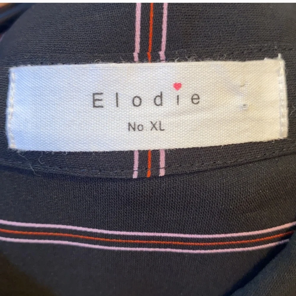 Elodie Black Long Sleeve Pinstripe Blouse Chest Pockets Women Size XL - Picture 3 of 6